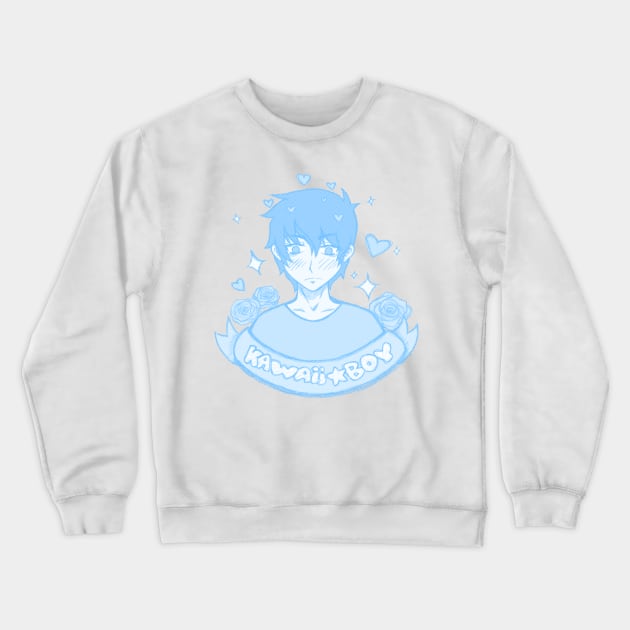 kawaii boy ! blue Crewneck Sweatshirt by tacothomas